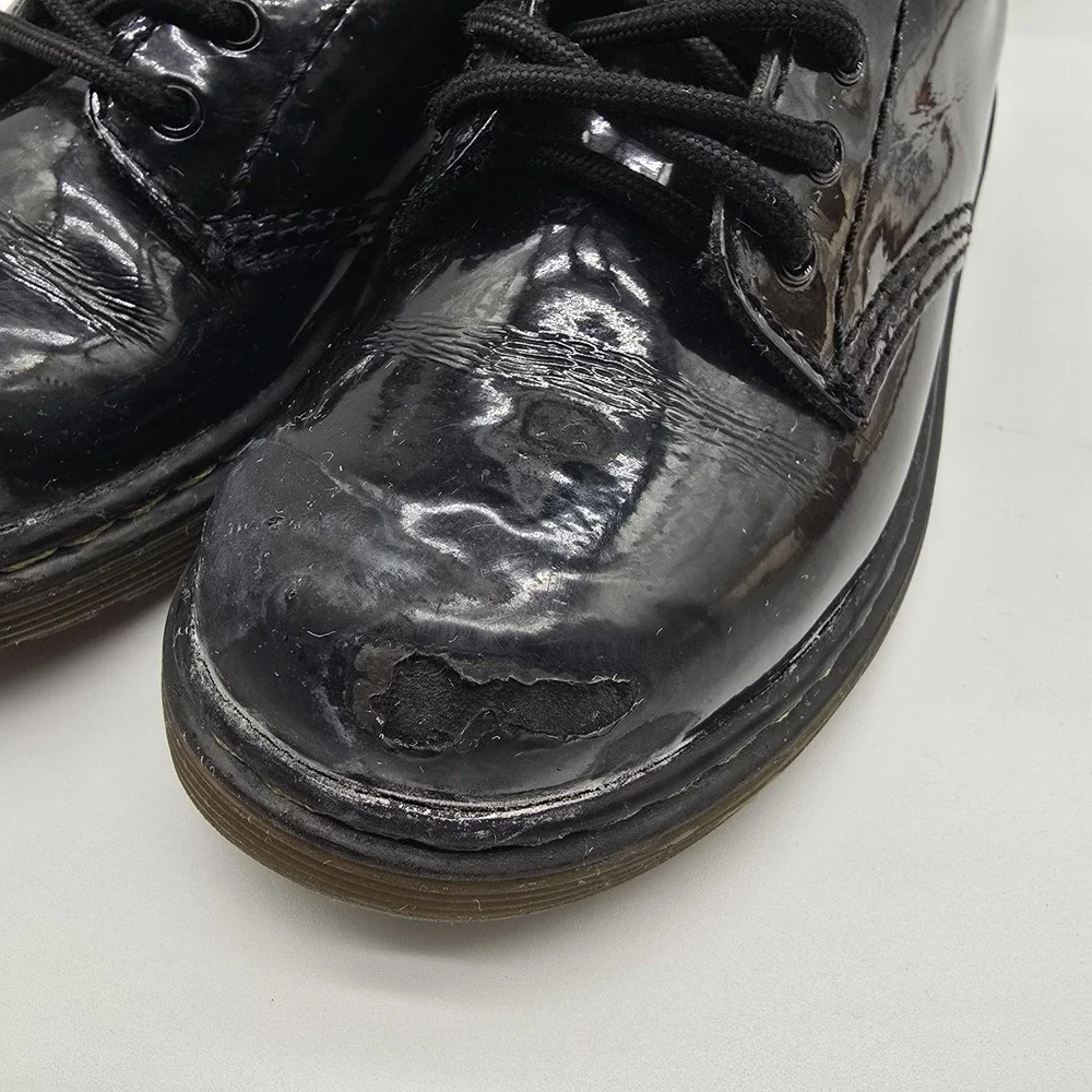 Dr. Martens Toddler 1460 T Black Patent Leather Ankle Boots Size US 10